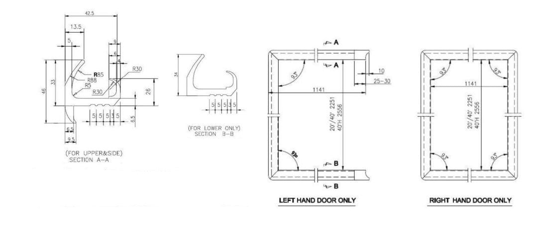 Sea and storage container door gasket￼