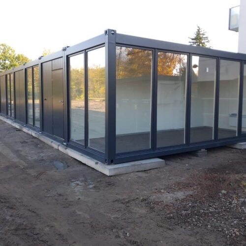 Pawilon Biurowy Z Kontenerow Warszawa Okna Panoramiczne Pawilon biurowy Warszawa elewacja zewnętrzna