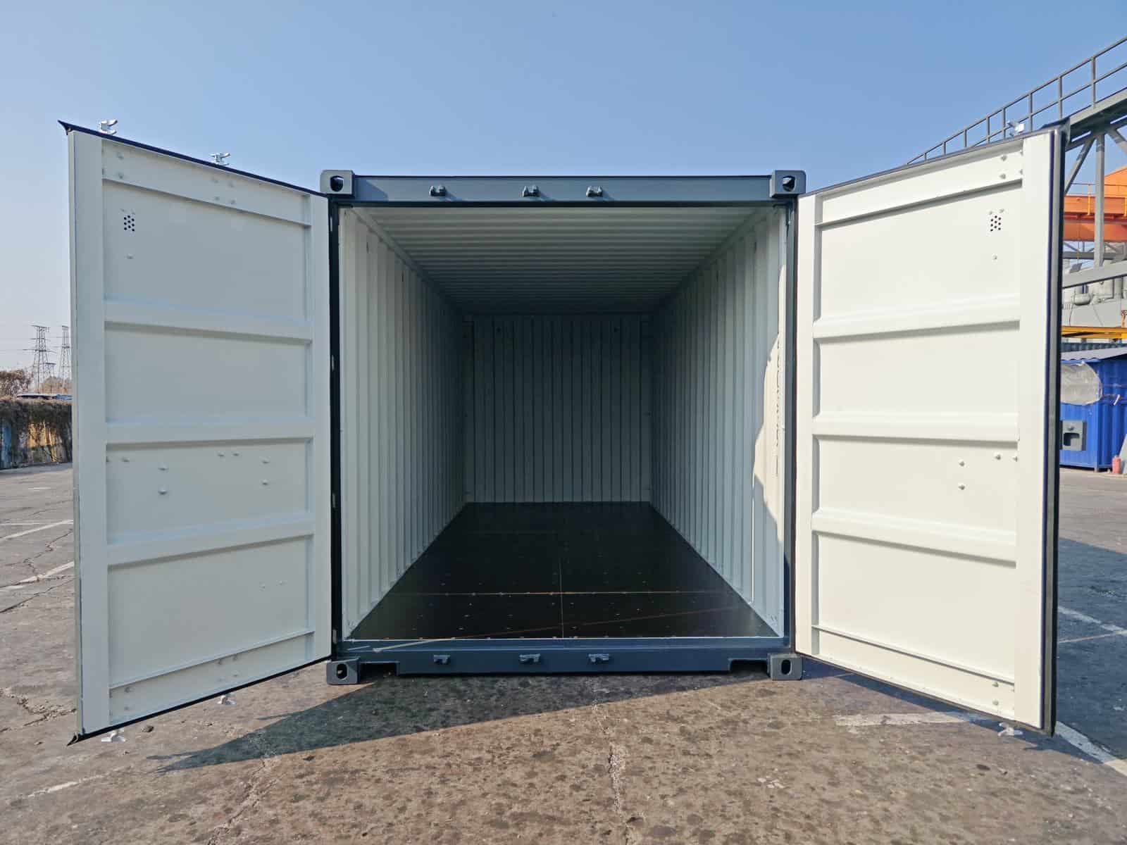 Nowy kontener magazynowy grafit Warszawa wnętrze kontenera