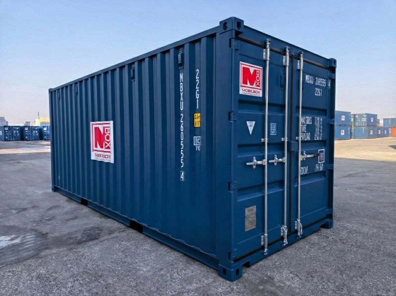 Transport kontenera morskiego z HDS na plac budowy w Gdyni przez Mobilbox Gdańsk